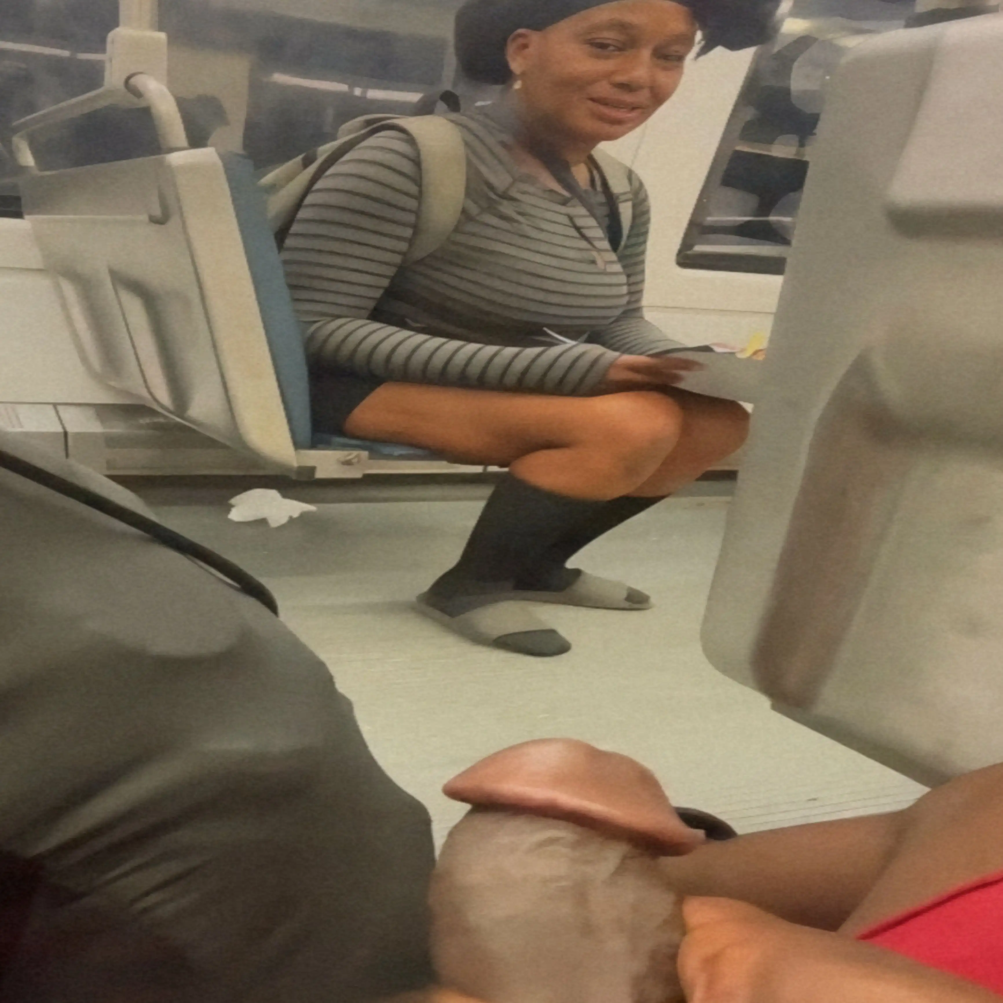 Ebony looking at big black dick outside on the train