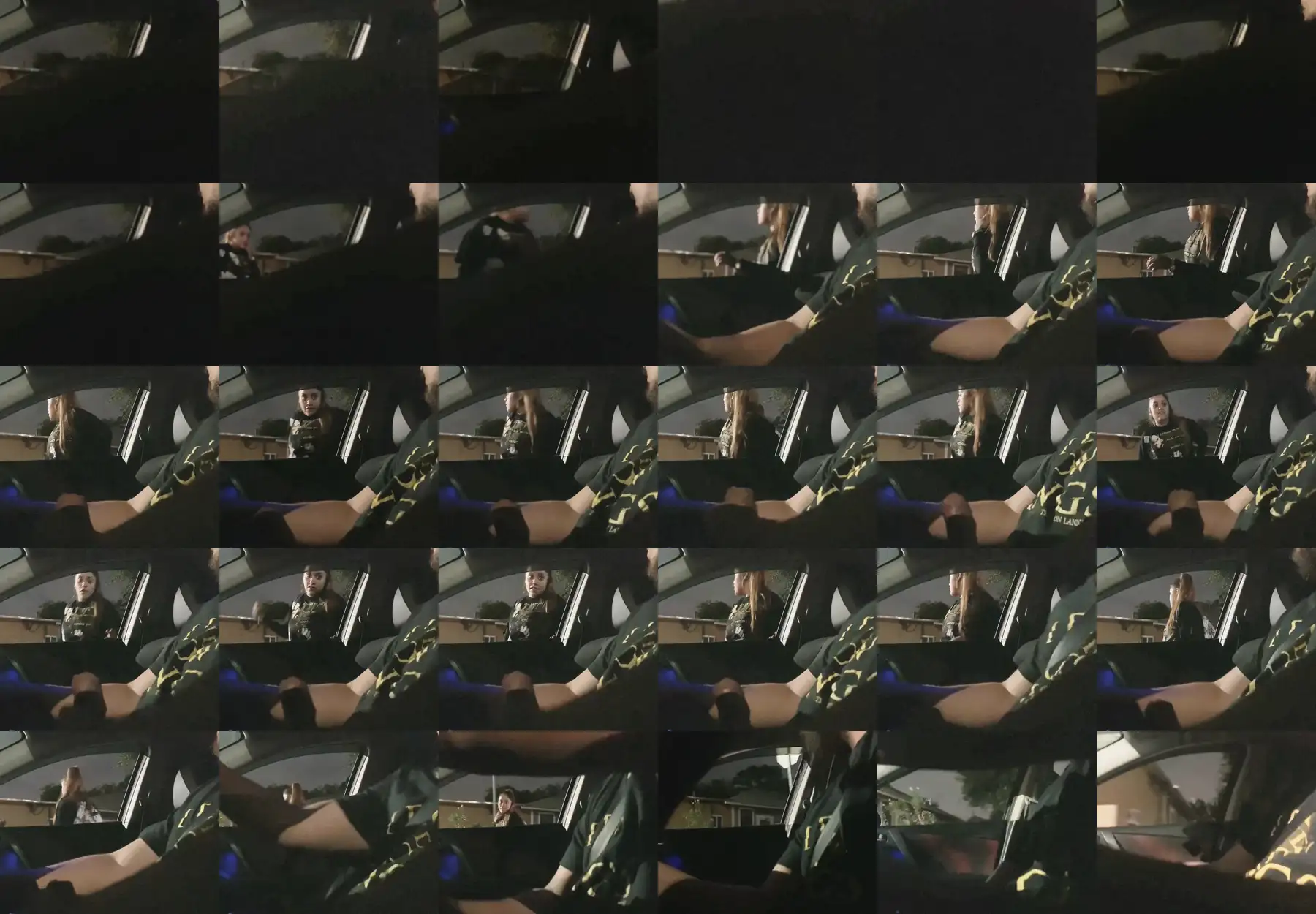 Slut looking at the huge dick in the car